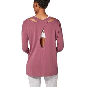 Lululemon Back Into It Long Sleeve Cross Back Cotton Tee Shirt‎ Mauve Color